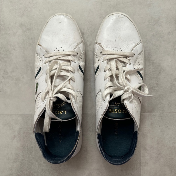 Men's Lacoste Novas Ct 118 tennis shoe size US 10 White w/ green stripe & tongue - Picture 3 of 10